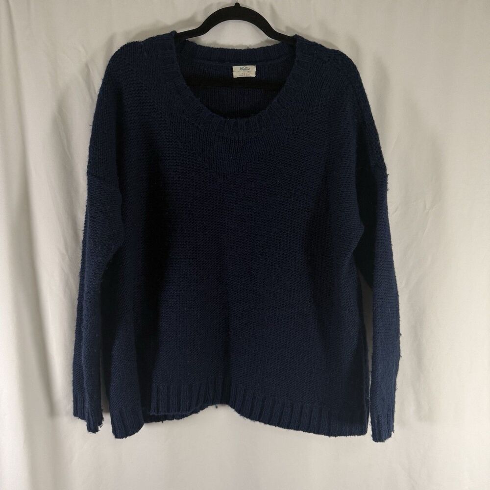 Wallace J. Crew Wool Blend Sweater Women's Large Blue Knit Crew Neck Pullover